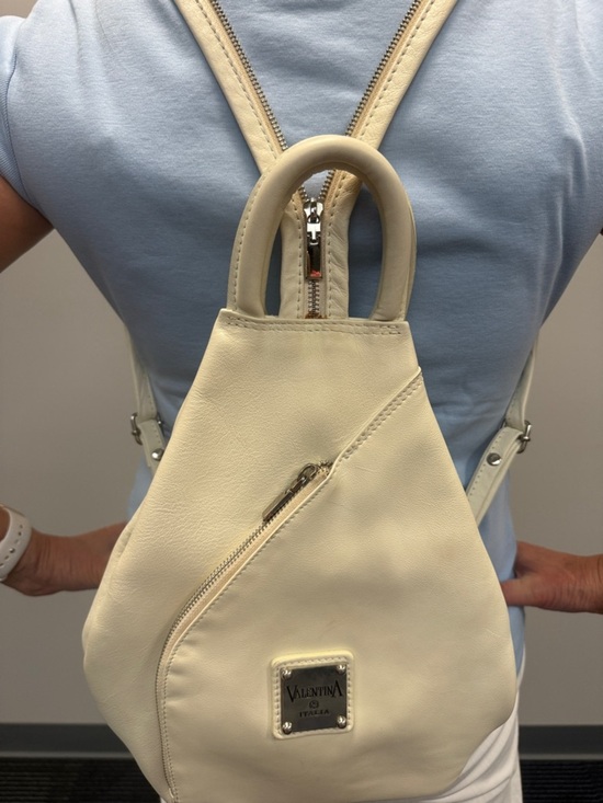 Valentina Italia Leather Convertible Backpack Sling Bag Purse Color: Ivory main image 4